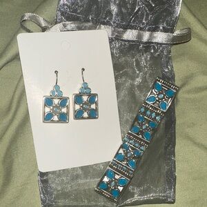 Brighton - aqua and silver earring and bracelet set